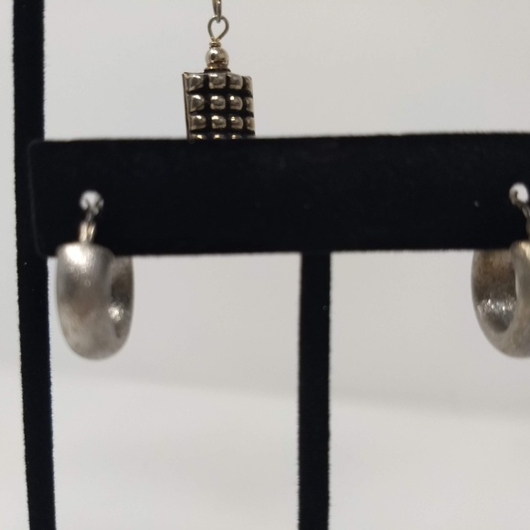 STERLING SILVER DROP AND HOOP EARRINGS - Picture 2 of 6